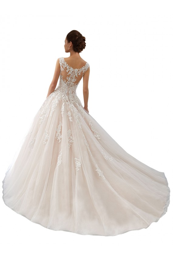 Compra Marfil & Champán Barco Cola capilla Tul Encaje Vestidos de novia