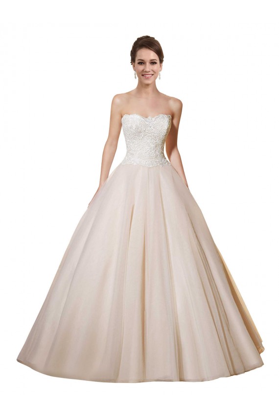 Compra Marfil & Champán Cuello de Corazón Cola capilla Tul Encaje Vestidos de novia
