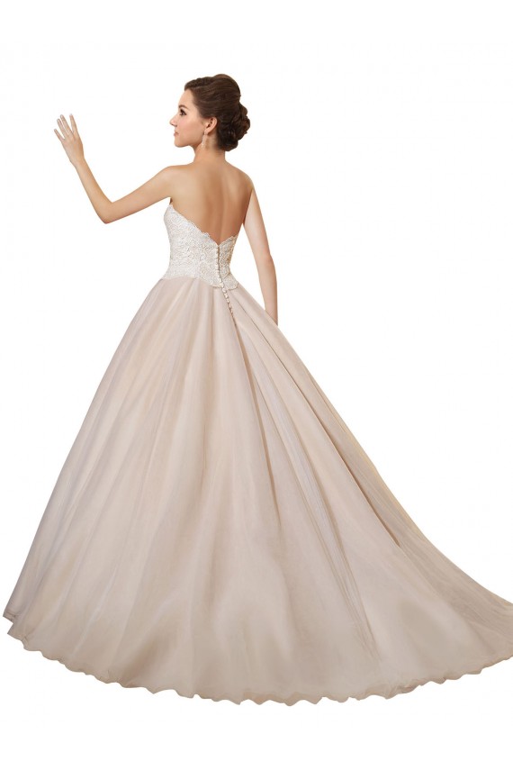 Compra Marfil & Champán Cuello de Corazón Cola capilla Tul Encaje Vestidos de novia
