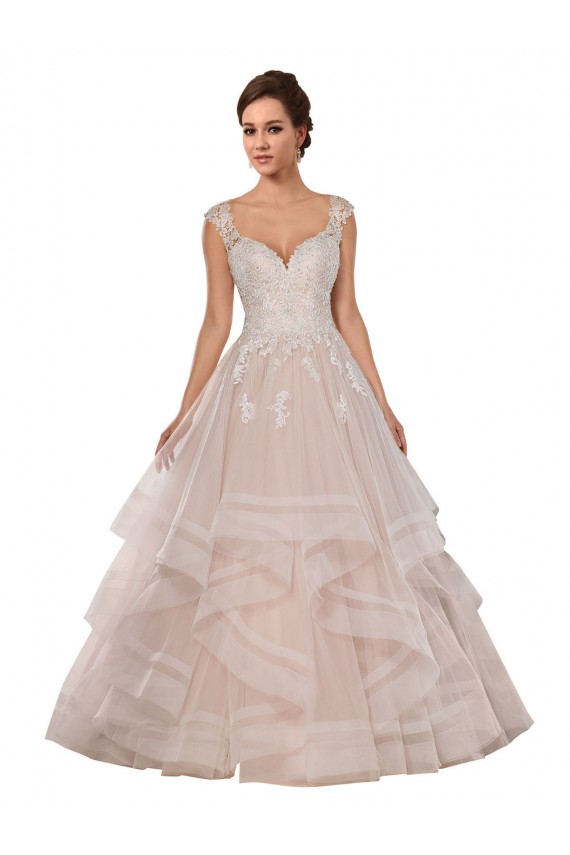 Compra Marfil & Champán Cuello de Corazón Cola capilla Tul Encaje Vestidos de novia