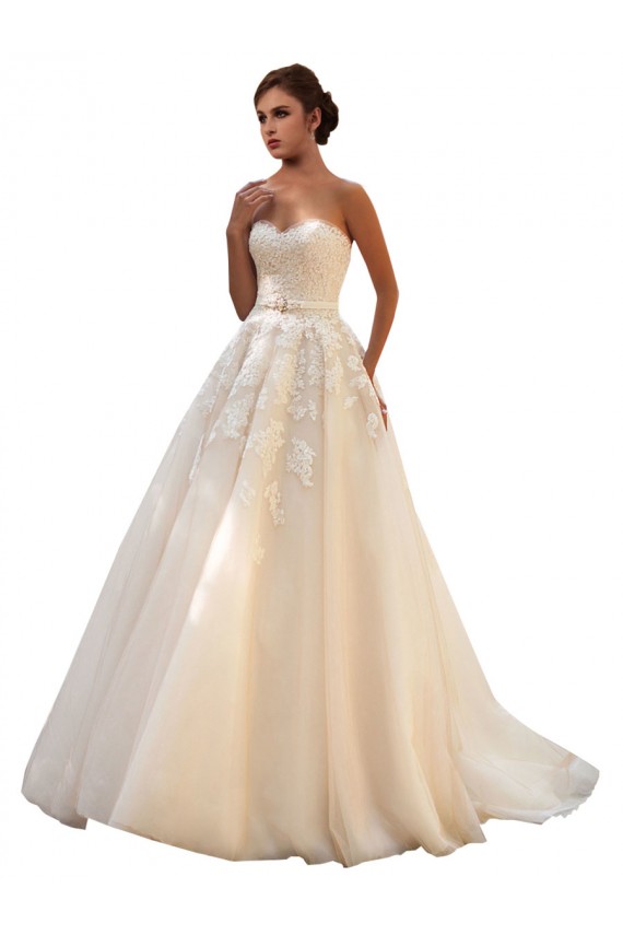 Compra Marfil & Champán Cuello de Corazón Cola capilla Tul Encaje Vestidos de novia
