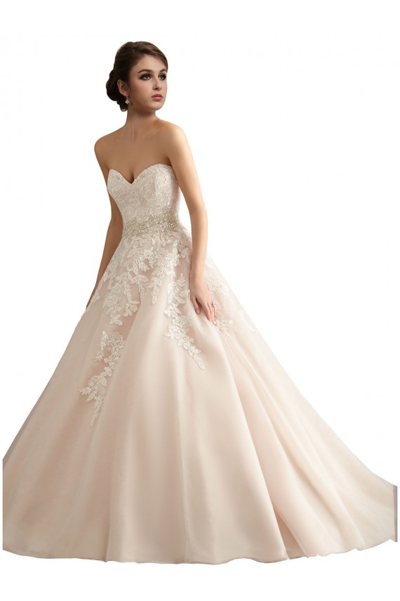 Compra Marfil & Champán Cuello en V Tren catedral Tul Encaje Vestidos de novia