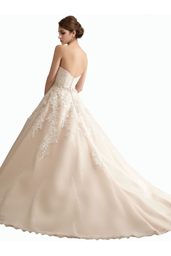 Compra Marfil & Champán Cuello en V Tren catedral Tul Encaje Vestidos de novia