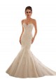 Compra Marfil & Champán Sirena Cuello de Corazón Cola capilla Tul Encaje Vestidos de novia