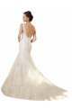 Compra Marfil & Champán Sirena Cuello en V Cola capilla Tul Encaje Vestidos de novia