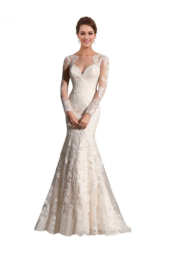 Compra Marfil & Champán Sirena Ilusión Cola capilla Tul Encaje Vestidos de novia