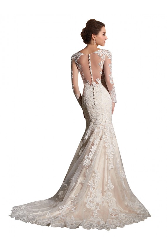 Compra Marfil & Champán Sirena Ilusión Cola capilla Tul Encaje Vestidos de novia