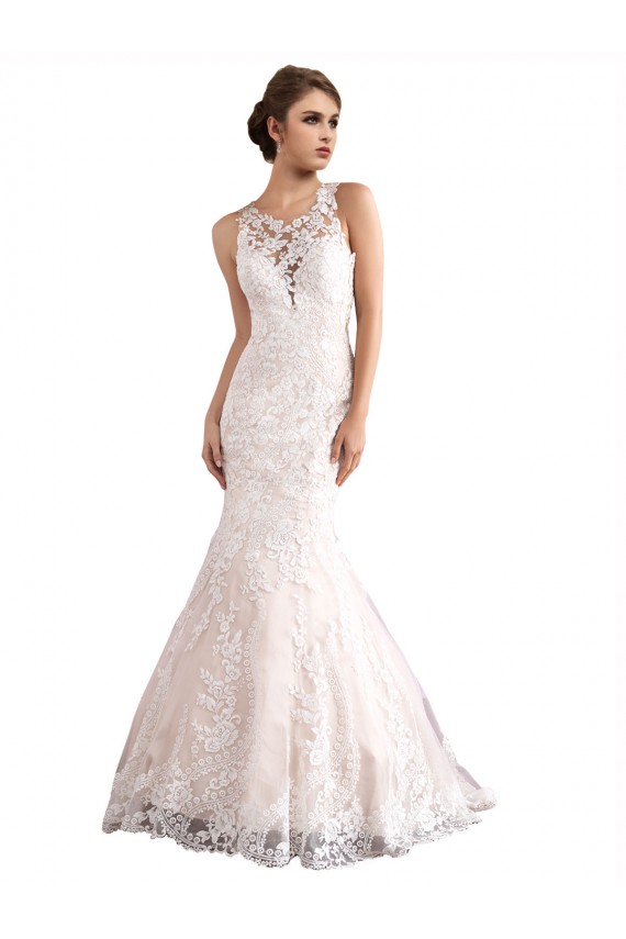 Compra Marfil & Champán Sirena Ilusión Tren catedral Tul Encaje Vestidos de novia