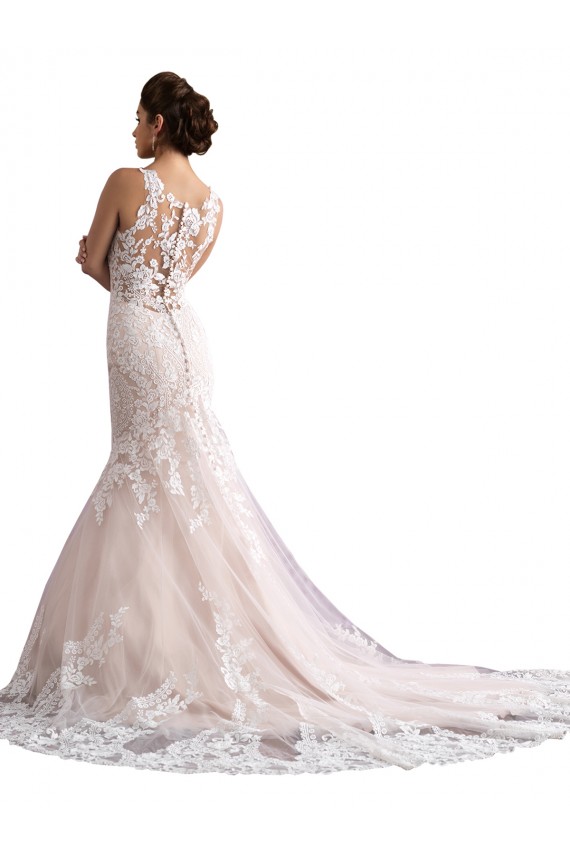 Compra Marfil & Champán Sirena Ilusión Tren catedral Tul Encaje Vestidos de novia