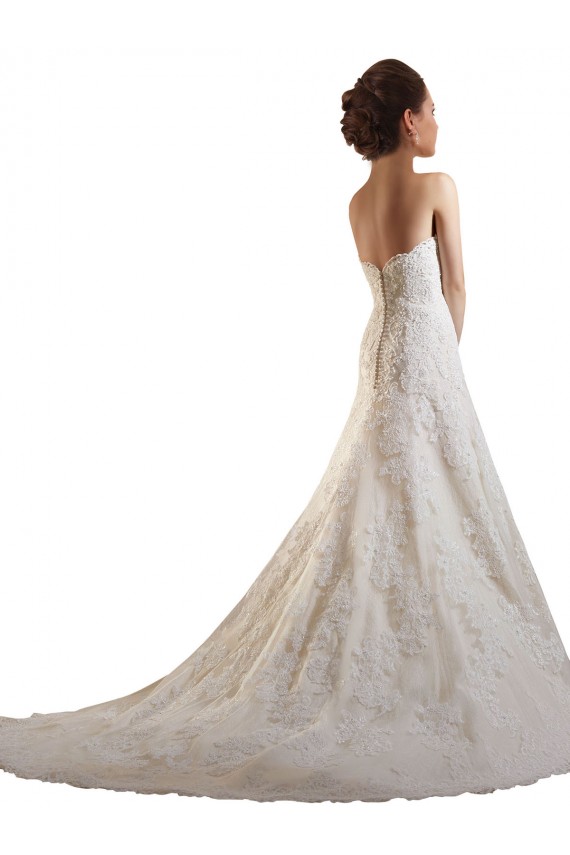 Compra Marfil & Champán línea A Cuello de Corazón Cola capilla Tul Encaje Vestidos de novia