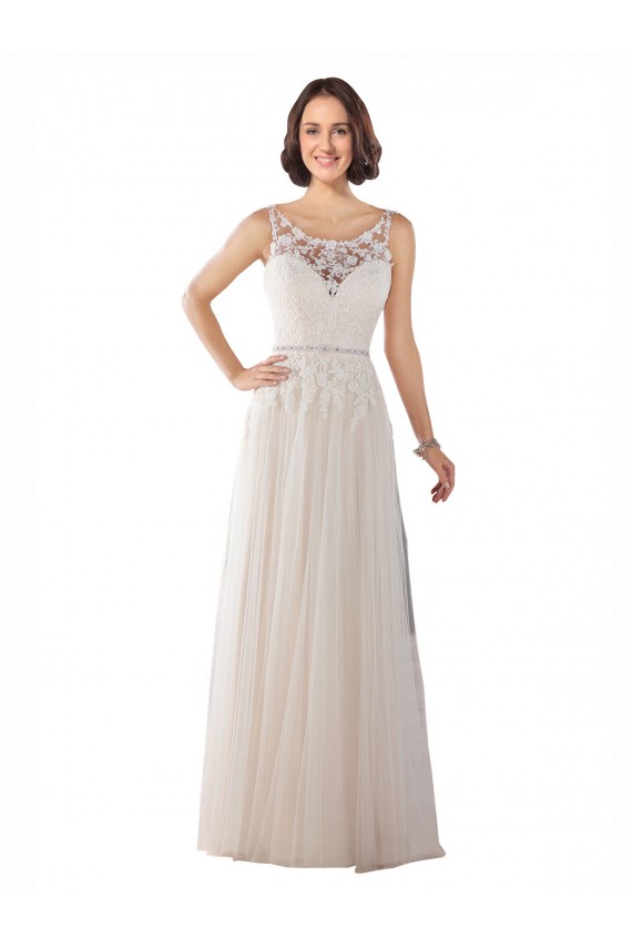 Compra Marfil & Champán línea A Ilusión Barrer tren Tul Boho Vestidos de novia