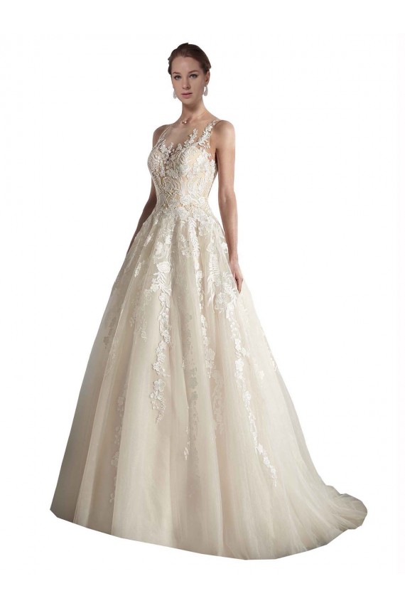 Compra Marfil & Champán línea A Ilusión Cola capilla Tul Vestidos de novia