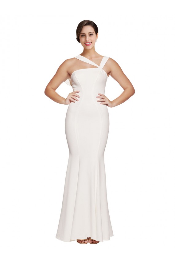 Compra Marfil Cubierta Cuadrado Crepé Elástico Largo Formales Vestidos de dama de honor / Vestidos de fiesta