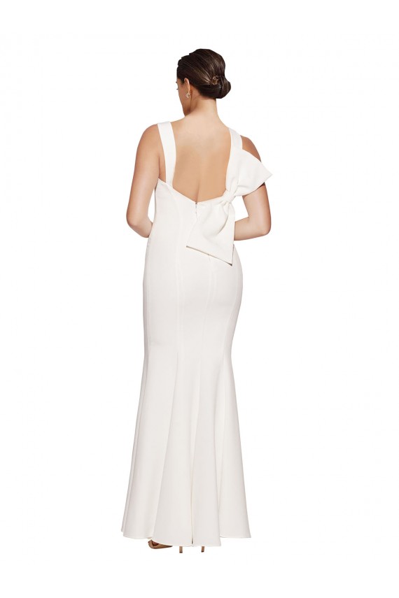 Compra Marfil Cubierta Cuadrado Crepé Elástico Largo Formales Vestidos de dama de honor / Vestidos de fiesta