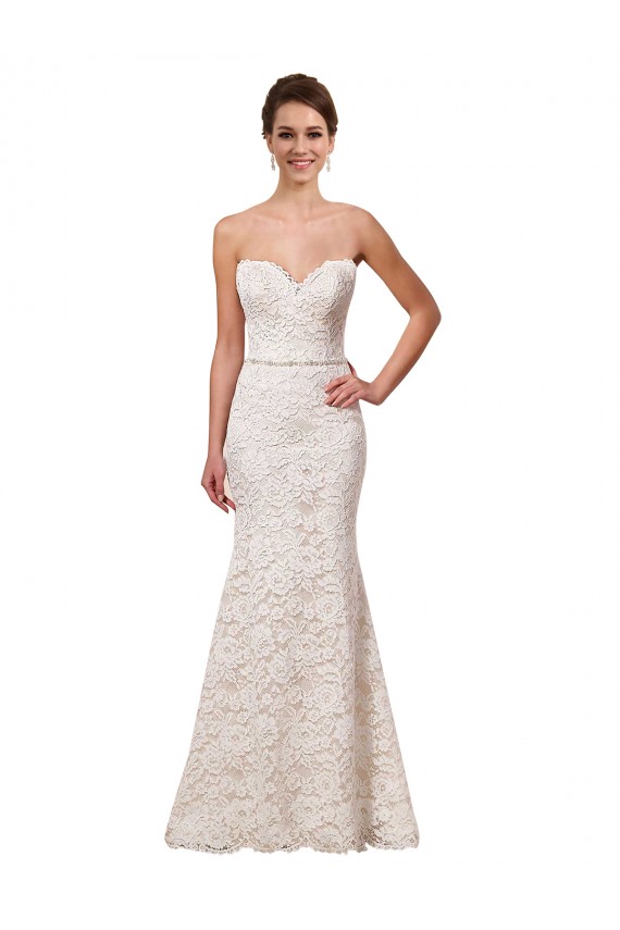 Compra Marfil Cubierta Cuello de Corazón Cola capilla Encaje Vestidos de novia