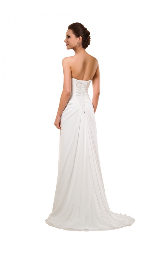 Compra Marfil Cubierta Cuello de Corazón Cola capilla Gasa Vestidos de novia