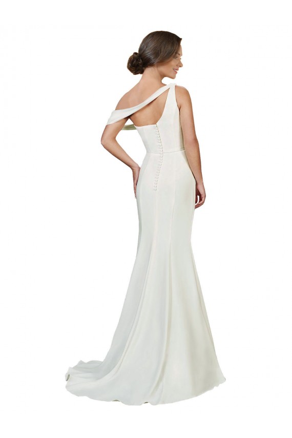 Compra Marfil Cubierta Un Hombre Barrer tren Crepé Elástico Largo Formales Vestidos de dama de honor / Vestidos de fiesta