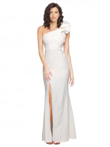 Marfil Cubierta Un Hombre Crepé Elástico Largo Formales Vestidos de dama de honor / Vestidos de fiesta Baratos