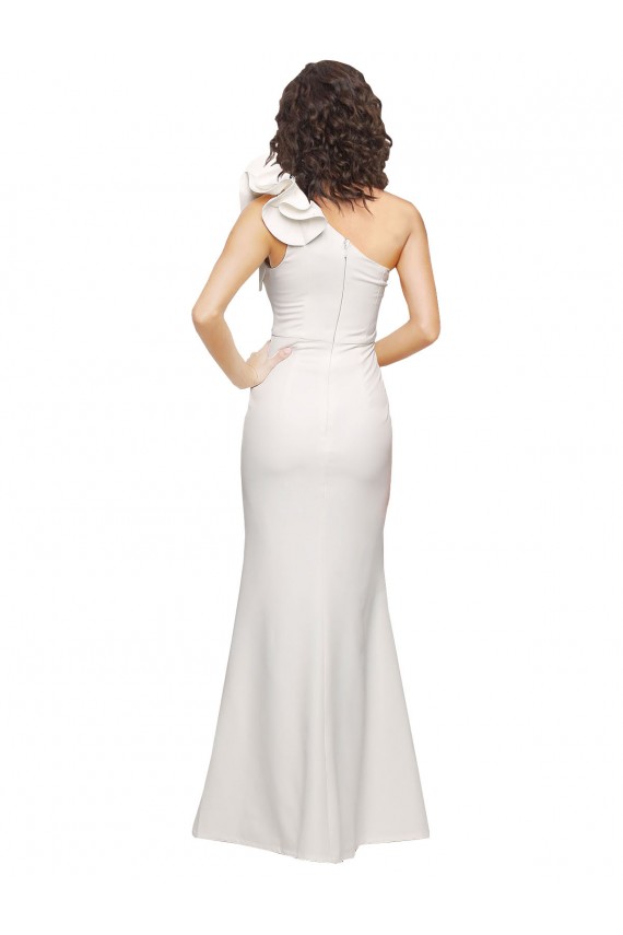 Compra Marfil Cubierta Un Hombre Crepé Elástico Largo Formales Vestidos de dama de honor / Vestidos de fiesta