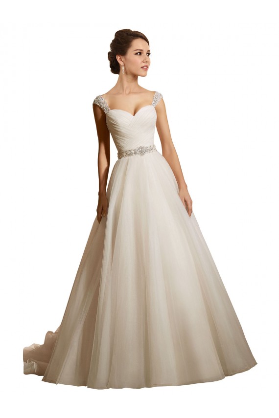 Compra Marfil Cuello de Corazón Cola capilla Tul Vestidos de novia