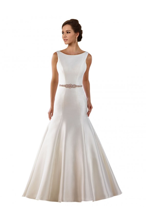 Compra Marfil Sirena Barco Cola capilla Satén Vestidos de novia
