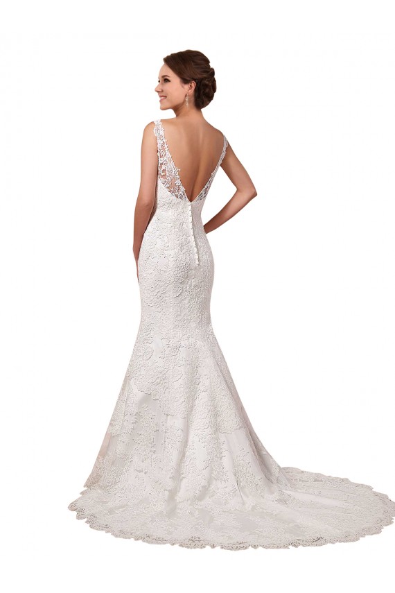 Compra Marfil Sirena Cuello de Corazón Cola capilla Encaje Vestidos de novia
