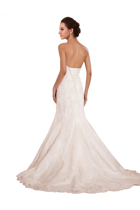 Compra Marfil Sirena Cuello de Corazón Cola capilla Encaje Vestidos de novia
