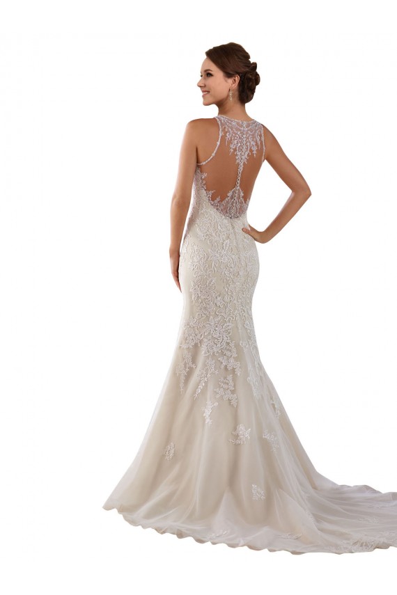 Compra Marfil Sirena Cuello de Corazón Cola capilla Encaje Vestidos de novia
