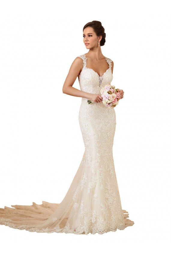 Compra Marfil Sirena Cuello de Corazón Cola capilla Encaje Vestidos de novia