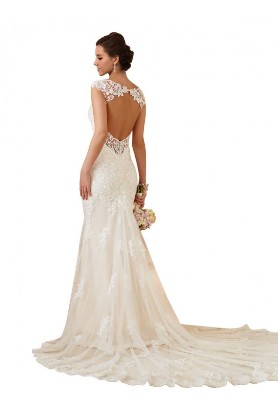 Compra Marfil Sirena Cuello de Corazón Cola capilla Encaje Vestidos de novia