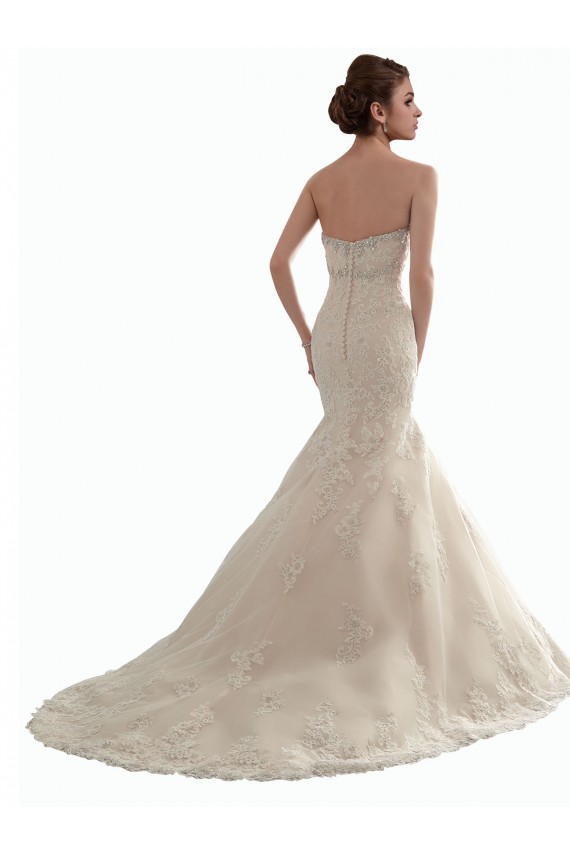 Compra Marfil Sirena Cuello de Corazón Cola capilla Tul Encaje Clásico Vestidos de novia