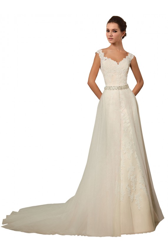 Compra Marfil Sirena Cuello de Corazón Cola capilla Tul Encaje Vestidos de novia