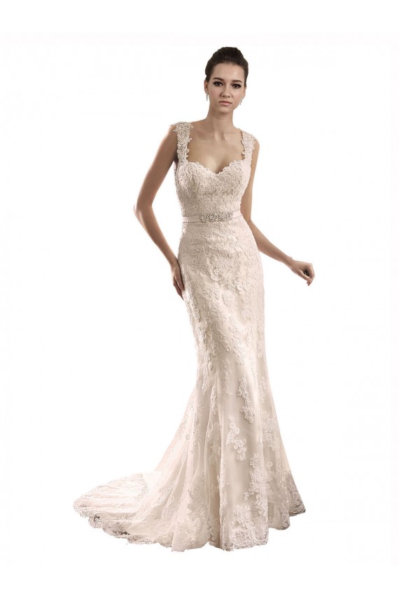 Compra Marfil Sirena Cuello de Corazón Cola capilla Tul Encaje Vestidos de novia