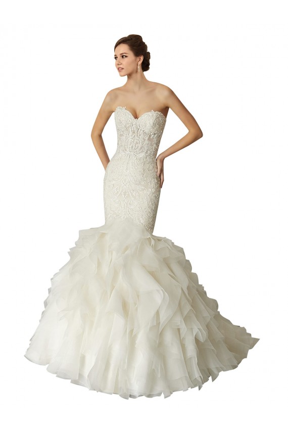 Compra Marfil Sirena Cuello de Corazón Cola capilla Tul Vestidos de novia