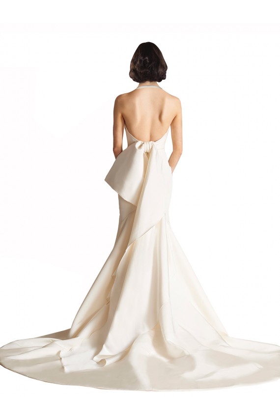 Compra Marfil Sirena Halter Cola capilla Satén Playa Vestidos de novia