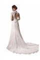 Compra Marfil Sirena Halter Cuello en V Cola capilla Encaje Vestidos de novia