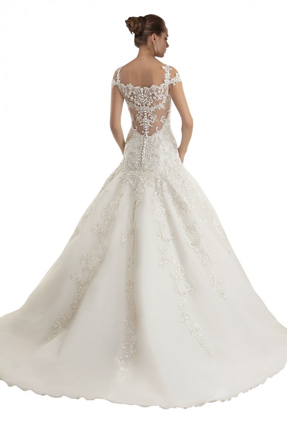 Compra Marfil Sirena Hombros Descubiertos Barrer tren Tul Encaje Vestidos de novia