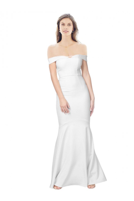 Compra Marfil Sirena Hombros Descubiertos Crepé Elástico Largo Formales Vestidos de dama de honor / Vestidos de fiesta