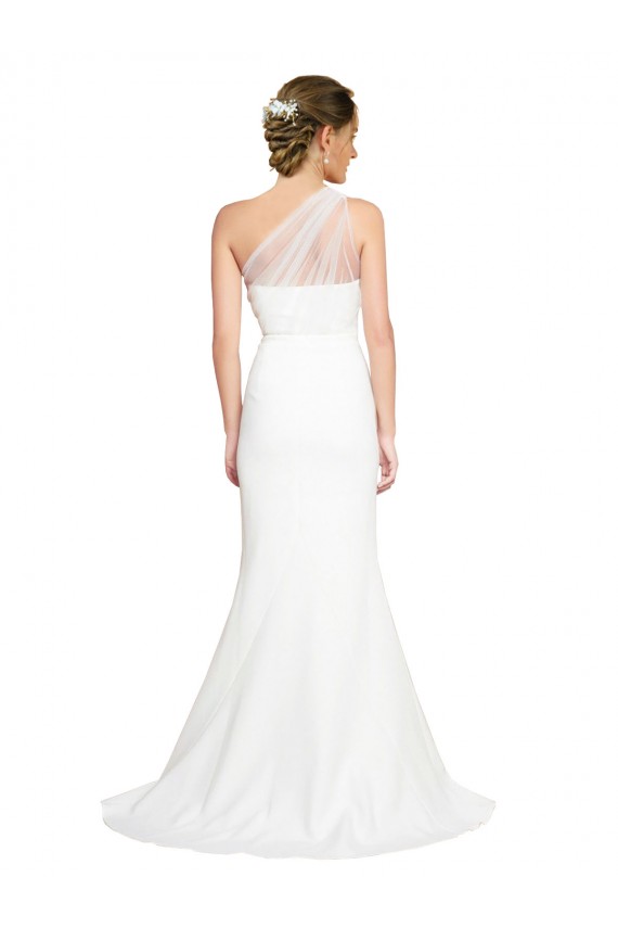 Compra Marfil Sirena Un Hombre Barrer tren Crepé Elástico Tul Largo Formales Vestidos de dama de honor / Vestidos de noche