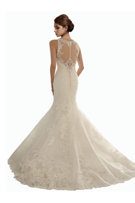 Compra Marfil Sirena Ilusión Cola capilla Encaje Vestidos de novia