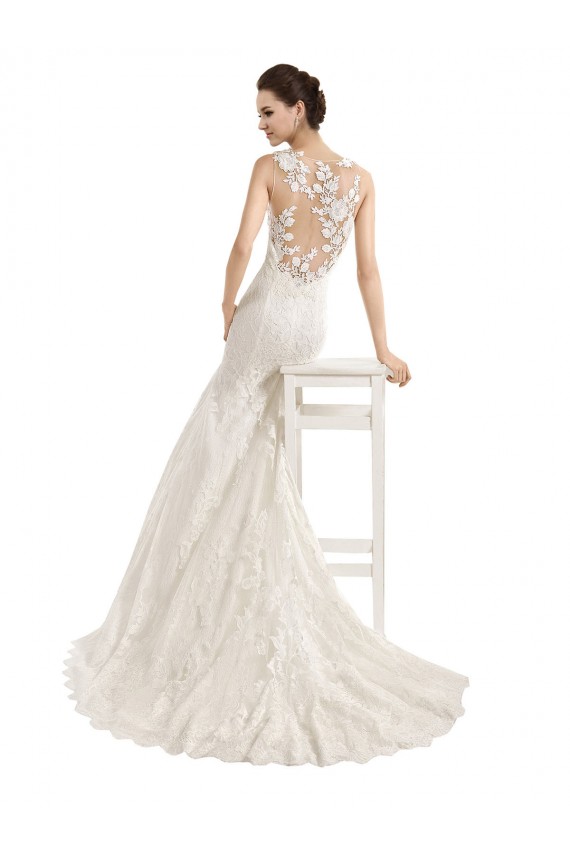 Compra Marfil Sirena Ilusión Cola capilla Encaje Vestidos de novia