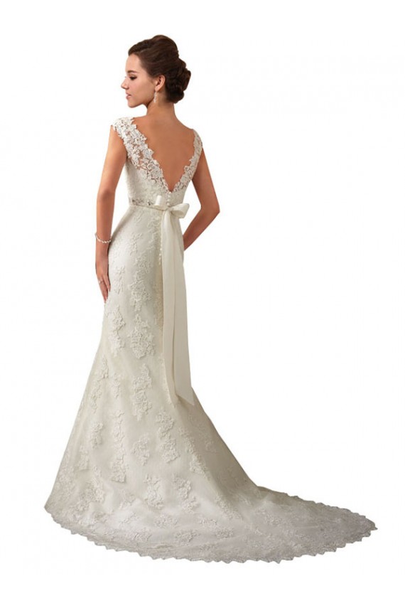 Compra Marfil Sirena Ilusión Cola capilla Tul Encaje Vestidos de novia