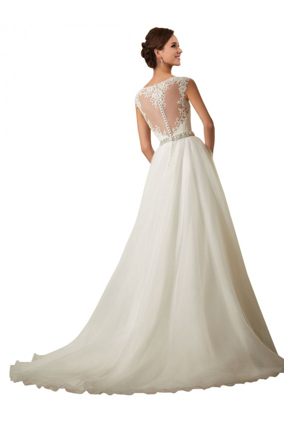 Compra Marfil Ilusión Cola capilla Tul Encaje Vestidos de novia
