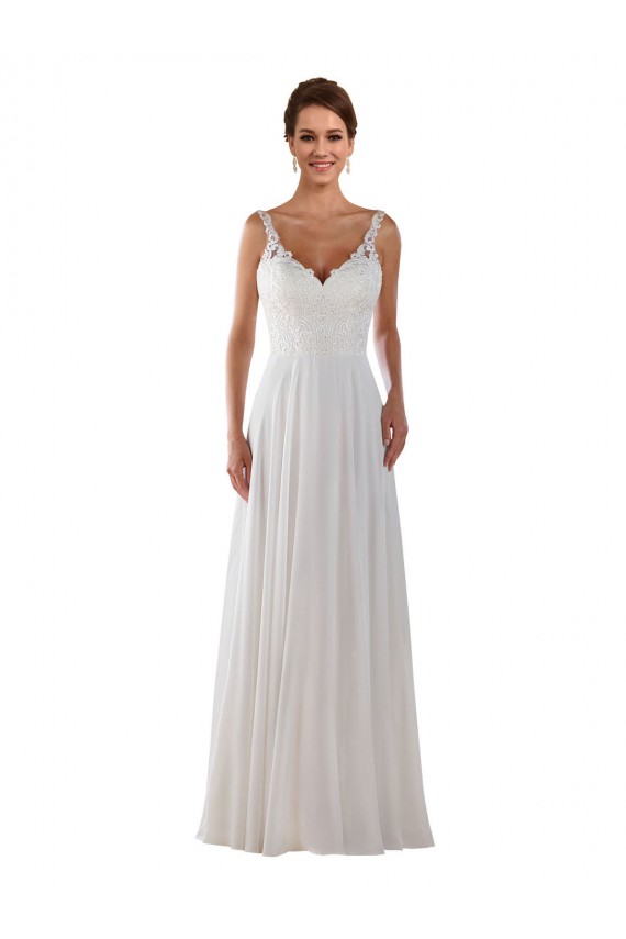 Compra Marfil línea A Cuello de Corazón Cola capilla Gasa Clásico Boho Vestidos de novia