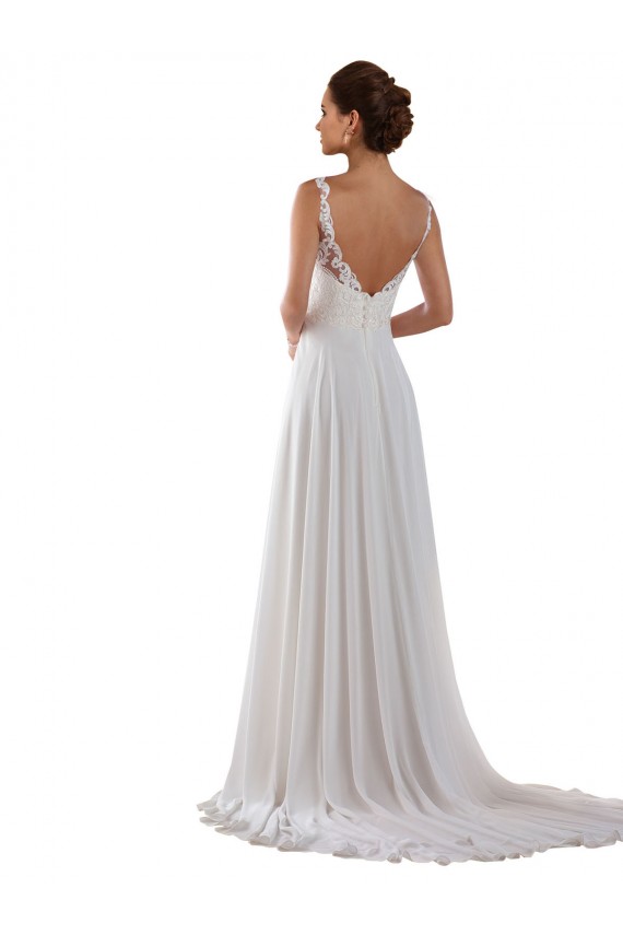Compra Marfil línea A Cuello de Corazón Cola capilla Gasa Clásico Boho Vestidos de novia