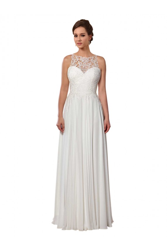 Compra Marfil línea A Ilusión Barrer tren Gasa Boho Vestidos de novia