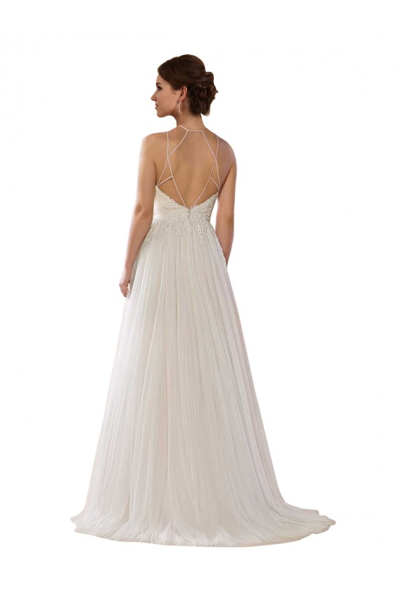 Compra Marfil línea A Ilusión Barrer tren Tul Vestidos de novia