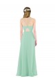 Compra Menta Verde Cubierta Cuello en V Gasa Largo Vestidos de dama de honor