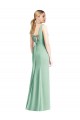 Compra Menta Verde Trompeta Cuello en V Gasa Largo Vestidos de dama de honor