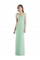 Compra Menta Verde Trompeta Cuello en V Gasa Largo Vestidos de dama de honor